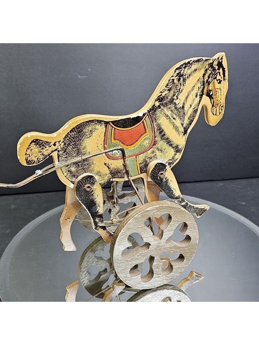 Vintage Toy Horse Moveable Circus Louis Nichols 1984 Taiwan Folk Art Push Toy